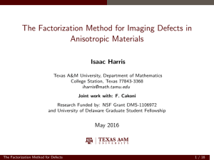 The Factorization Method for Imaging Defects in Anisotropic Materials Isaac Harris