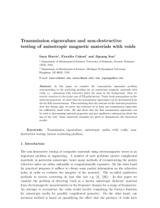 Transmission eigenvalues and non-destructive testing of anisotropic magnetic materials with voids