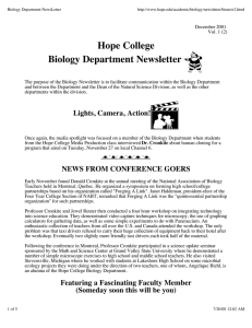 Hope College Biology Department Newsletter