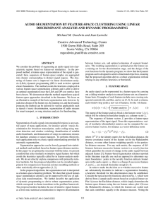 2003 IEEE Workshop on Applications of Signal Processing to Audio... October 19-22, 2003, New Paltz, NY