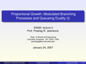 Proportional Growth, Modulated Branching Processes and Queueing Duality (I) E6083: lecture 2