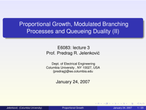 Proportional Growth, Modulated Branching Processes and Queueing Duality (II) E6083: lecture 3