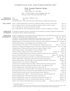 CURRICULUM VITA AND PUBLICATIONS LIST Prof. Joseph Maurice Rojas