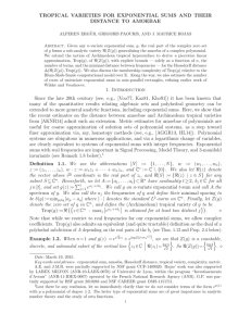 TROPICAL VARIETIES FOR EXPONENTIAL SUMS AND THEIR DISTANCE TO AMOEBAE