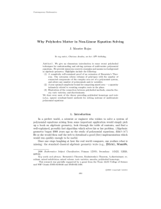 Why Polyhedra Matter in Non-Linear Equation Solving J. Maurice Rojas