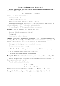 Lecture on Recurrence Relations I