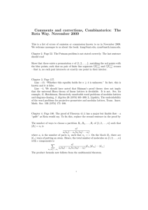 Comments and corrections, Combinatorics: The Rota Way. November 2009