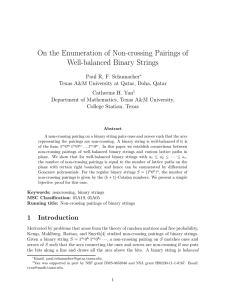 On the Enumeration of Non-crossing Pairings of Well-balanced Binary Strings