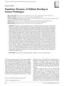 Population Dynamics of Mallards Breeding in Eastern Washington Research Article