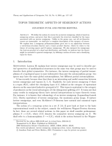 TOPOS THEORETIC ASPECTS OF SEMIGROUP ACTIONS JONATHON FUNK AND PIETER HOFSTRA