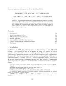 DIFFERENTIAL RESTRICTION CATEGORIES J.R.B. COCKETT, G.S.H. CRUTTWELL, AND J. D. GALLAGHER