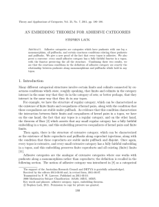 AN EMBEDDING THEOREM FOR ADHESIVE CATEGORIES STEPHEN LACK