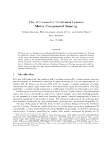 The Johnson-Lindenstrauss Lemma Meets Compressed Sensing Rice University