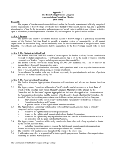 Appendix C The Hope College Student Congress Appropriations Committee Charter (Fall 2010)