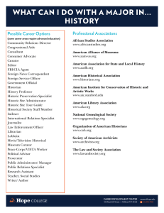 WHAT CAN I DO WITH A MAJOR IN... HISTORY Professional Associations