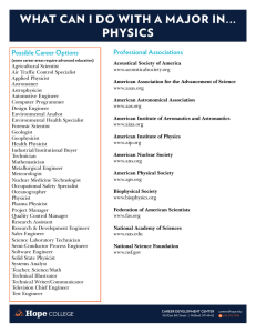 WHAT CAN I DO WITH A MAJOR IN... PHYSICS Professional Associations