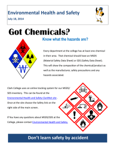 Got Chemicals? Environmental Health and Safety Know what the hazards are?