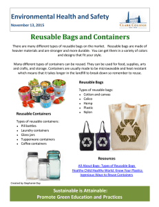 Reusable Bags and Containers  Environmental Health and Safety November 13, 2015