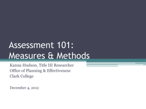 Assessment 101: Measures &amp; Methods  Kanna Hudson, Title III Researcher