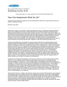 Rethinking Faculty Work How Can Assessment Work for Us?
