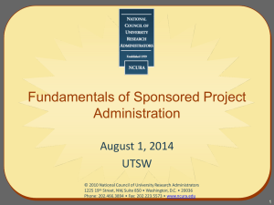 Fundamentals of Sponsored Project Administration  August 1, 2014