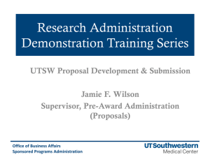 Research Administration Demonstration Training Series