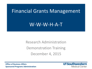 Financial Grants Management  W-W-W-H-A-T Research Administration