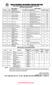 BOARD OF INTERMEDIATE AND SECONDARY EDUCATION ABBOTTABAD