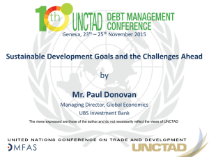 by Mr. Paul Donovan Sustainable Development Goals and the Challenges Ahead