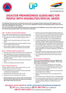 DISASTER PREPAREDNESS GUIDELINES FOR PEOPLE WITH DISABILITIES/SPECIAL NEEDS