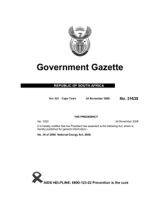 Government Gazette No. 31638 REPUBLIC OF SOUTH AFRICA