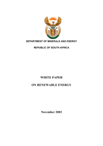 WHITE PAPER ON RENEWABLE ENERGY November 2003