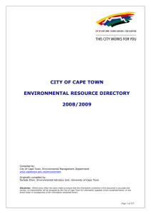 CITY OF CAPE TOWN  ENVIRONMENTAL RESOURCE DIRECTORY 2008/2009