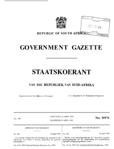 GOVERNMENT GAZETTE STAATSKOERANT REPUBLIC OF SOUTH