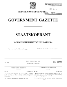 GOVERNMENT GAZETTE STAATSKOERANT VAN DIE REPUBLIEK VAN SUID-AFRIKA No. 18930