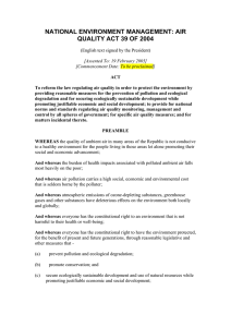 NATIONAL ENVIRONMENT MANAGEMENT: AIR QUALITY ACT 39 OF 2004