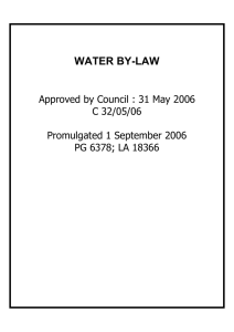 WATER BY-LAW Approved by Council : 31 May 2006 C 32/05/06