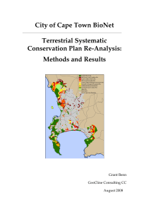 City of Cape Town BioNet Terrestrial Systematic Conservation Plan Re-Analysis: Methods and Results