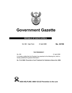 Government Gazette 32150 No. REPUBLIC OF SOUTH AFRICA