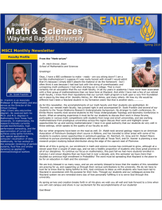 MSCI Monthly Newsletter  Spring 2014 Faculty Profile