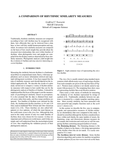 A COMPARISON OF RHYTHMIC SIMILARITY MEASURES Godfried T. Toussaint McGill University