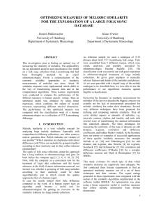 OPTIMIZING MEASURES OF MELODIC SIMILARITY DATABASE