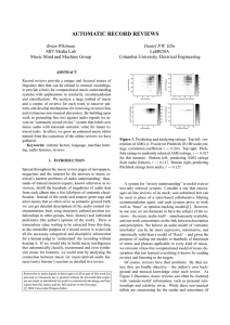 AUTOMATIC RECORD REVIEWS Brian Whitman Daniel P.W. Ellis MIT Media Lab