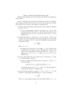 Exam 1 Math 251, Fall 2015 Section 520