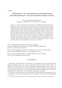 9.3.1998 AMENABILITY AND PARADOXICAL DECOMPOSITIONS FOR PSEUDOGROUPS AND FOR DISCRETE METRIC SPACES