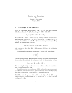 1 The graph of an operator Graphs and Operators