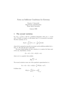 Notes on Sufficient Conditions for Extrema 1 The second variation Francis J. Narcowich