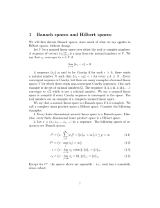 1 Banach spaces and Hilbert spaces