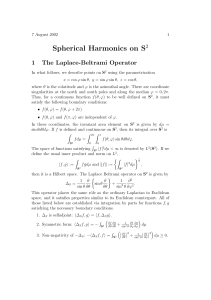 Spherical Harmonics on S 1 The Laplace-Beltrami Operator 2