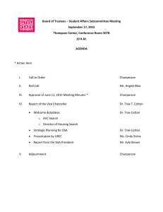 Board of Trustees – Student Affairs Subcommittee Meeting September 17, 2015